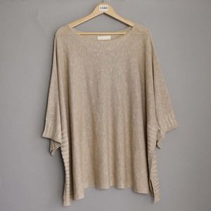 Anthropologie Top 3X Brown Linen Blend Sparkle Glitter